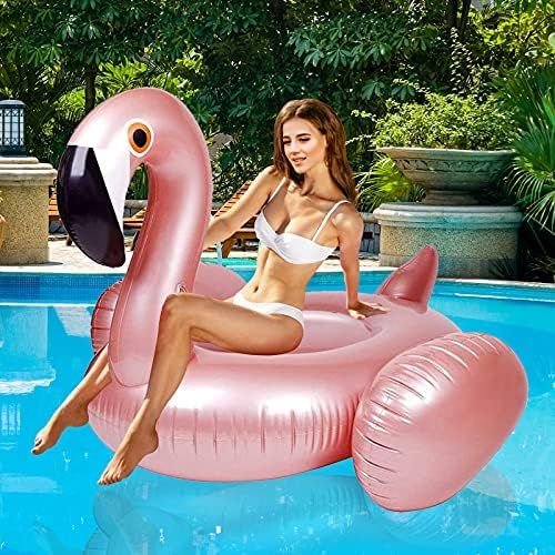 Giant Inflatable Flamingo Ride-On Pool Float with Fast Valves Swimming Pool Party Toys for Kids A... | Amazon (US)