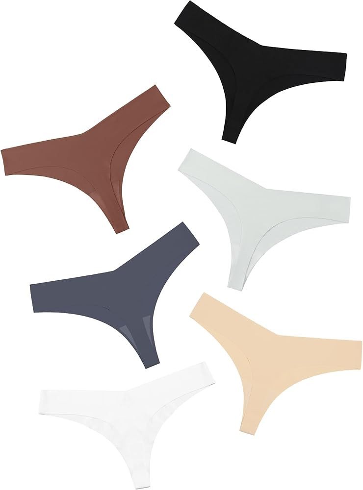 DEANGELMON Seamless Thongs for Women No Show Thong Underwear Women Comfortable Multiple Pack | Amazon (US)