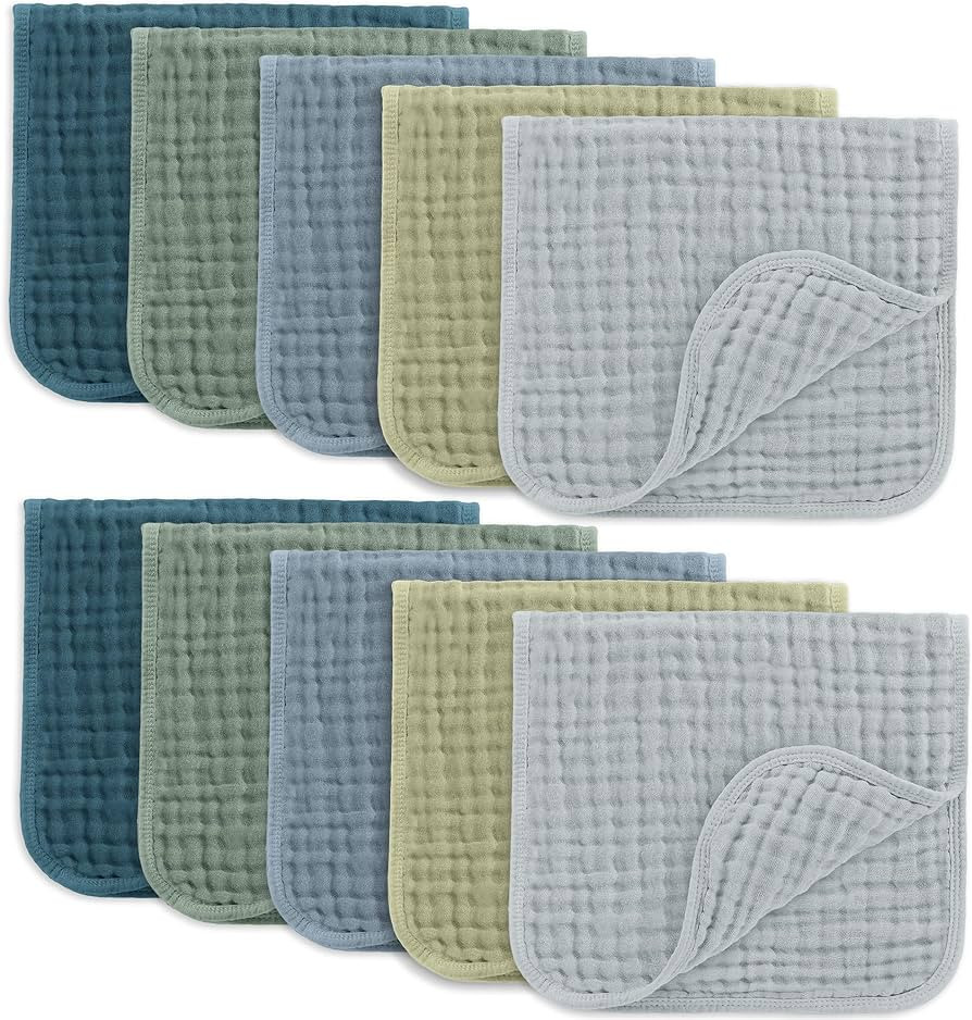Comfy Cubs Muslin Burp Cloths 20" x 10", Pack of 10 - Large, 6-Layer, Ultra Absorbent 100% Cotton... | Amazon (US)