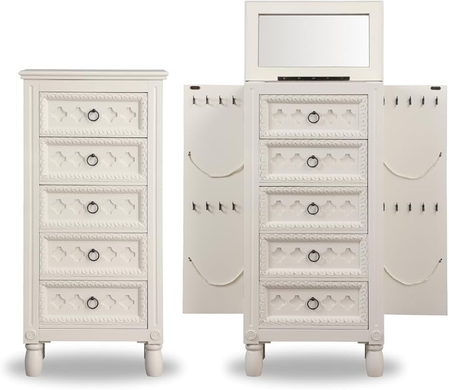 Hives and Honey Abby Jewelry Armoire, 40.25in X 19.5in X 11.75in, Antique Ivory | Amazon (US)