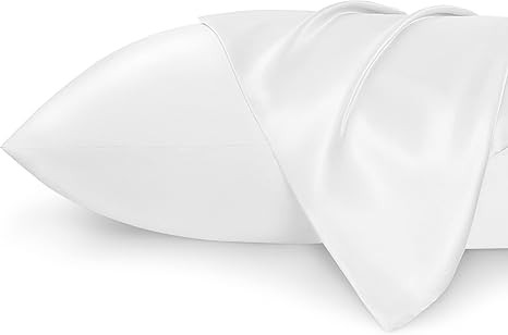Bedsure King Size Satin Pillowcase Set of 2 - White Silk Pillow Cases for Hair and Skin 20x40 inc... | Amazon (US)