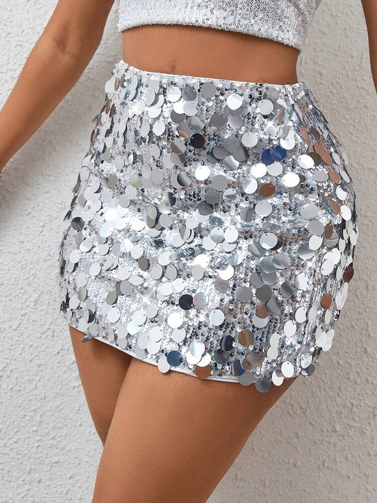 BamGleam Sequin Mini Bodycon Skirt For New Year Holiday Party Clothes | SHEIN