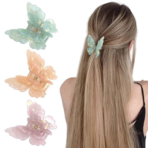 NAISIER Butterfly hair clips Butterfly claw clips for women girl cute Hair Accessories for Girls & Women.(Orange green purple) | Amazon (US)