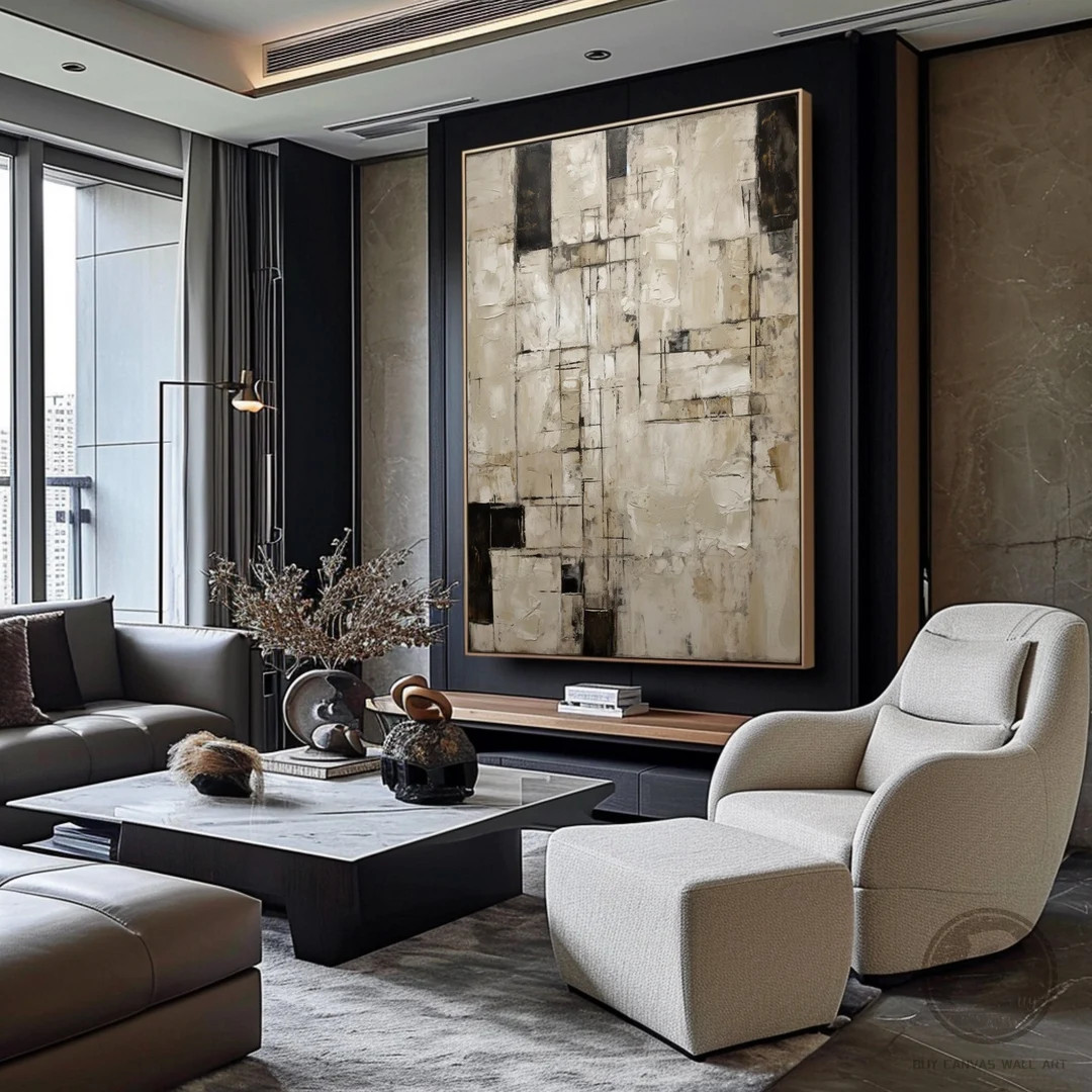 Beige Wabi Sabi Wall Art Neutral Beige Minimalist Abstract Painting Large Beige 3D Textured Wall ... | Etsy (US)