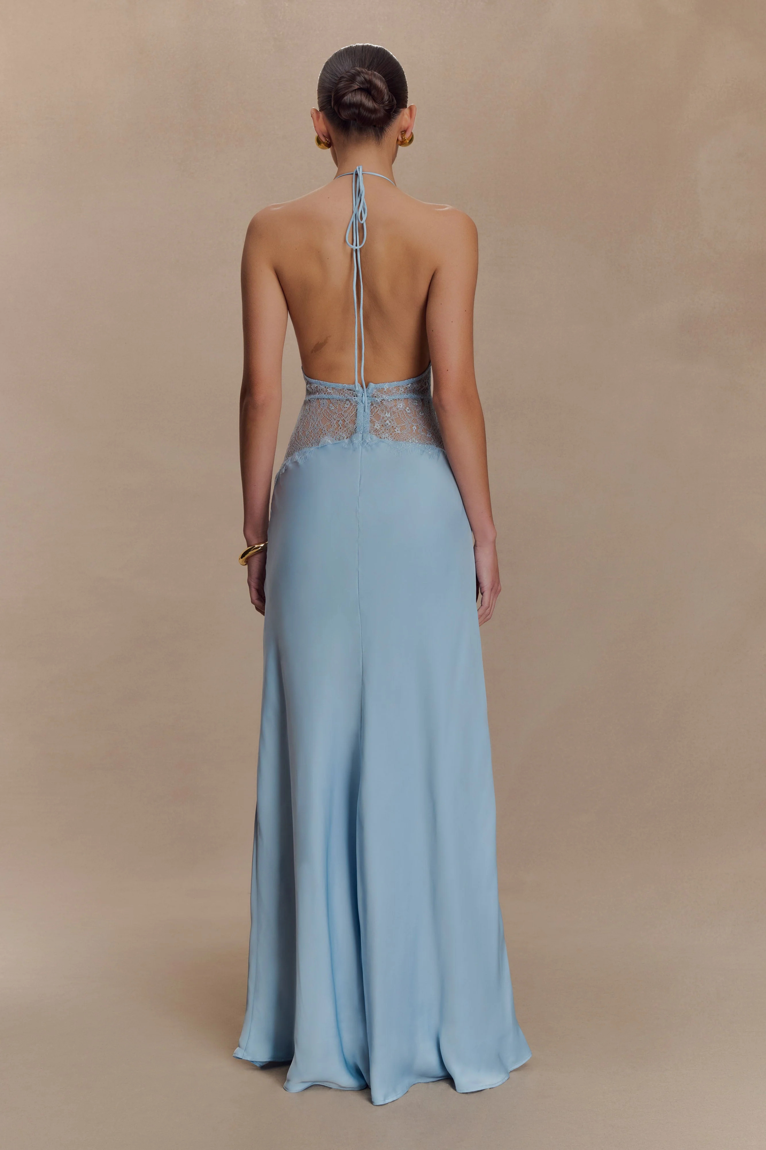 Dinah Lace And Satin Maxi Dress - Cornflower Blue | MESHKI US