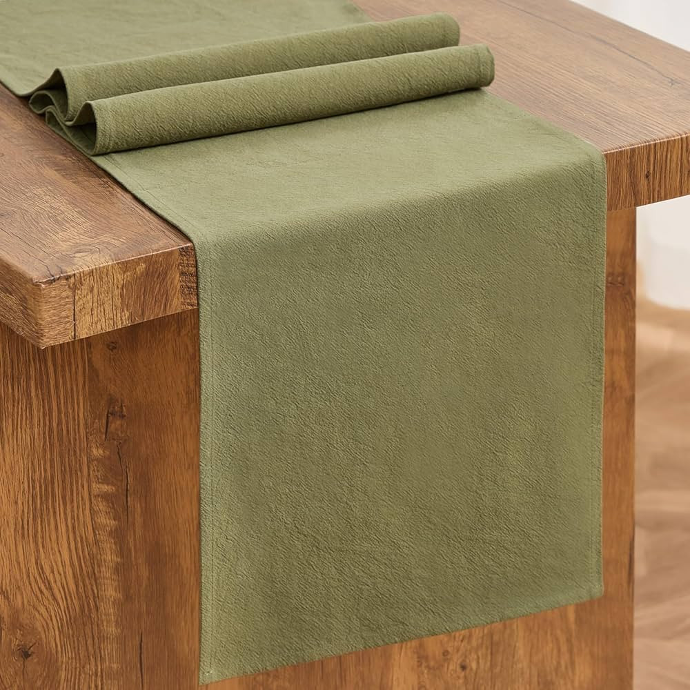 Letjolt Olive Green Table Runner 72 Inches Rustic Farmhouse Table Runner Cotton Runner Plain Tabl... | Amazon (US)