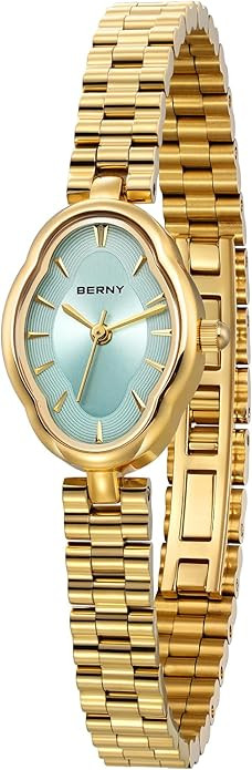 BERNY Gold Watches for Women Dainty Ladies Quartz Watch Vintage Copper Mirrors Shape Japanese Qua... | Amazon (US)