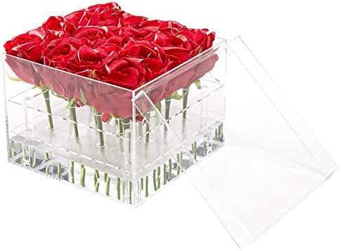 Flower Box Water Holder, Acrylic Rose Pots Stand - Decorative Square Vase with Removable 2 Tiers ... | Amazon (US)
