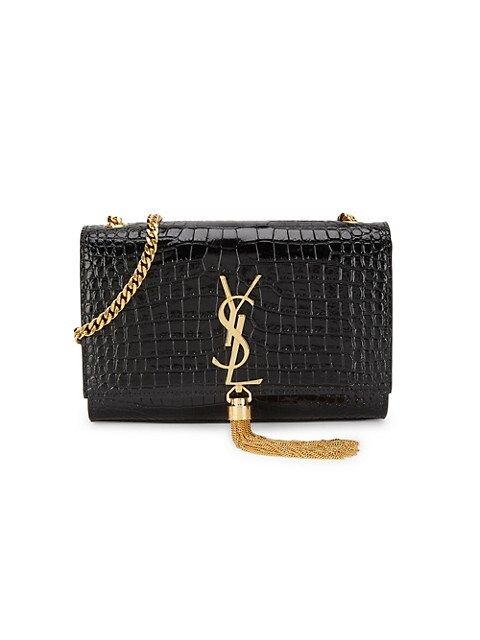 Small Kate Crocodile-Embossed Leather Shoulder Bag With Tassel | Saks Fifth Avenue