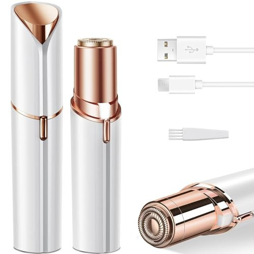 Electric Painless Facial Hair Removal Device for Women - Rechargeable Face Razor Shaver Epilator for Lip and Chin (White) | Amazon (US)