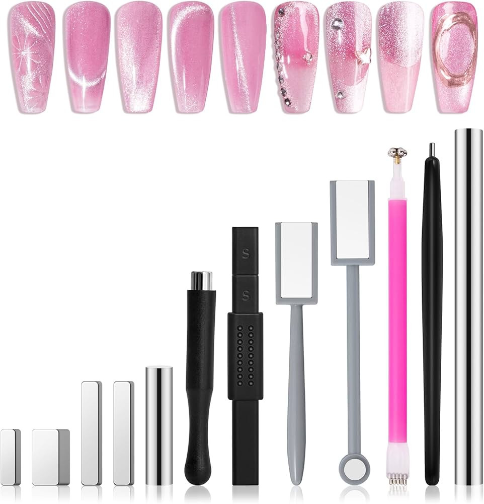 MelodySusie Nail Magnet Set 12PCS, Cat Eye Gel Nail Polish Magnets, Square Round Double Ended Mag... | Amazon (US)