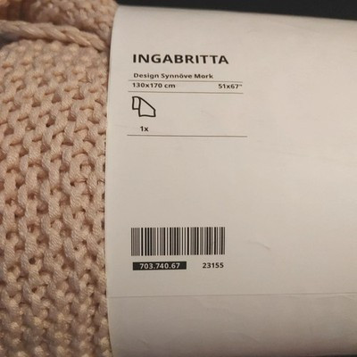 Ikea Ingabritta Knitted Throw Blanket 703.740.67 PALE PINK 51" x 67" | eBay US