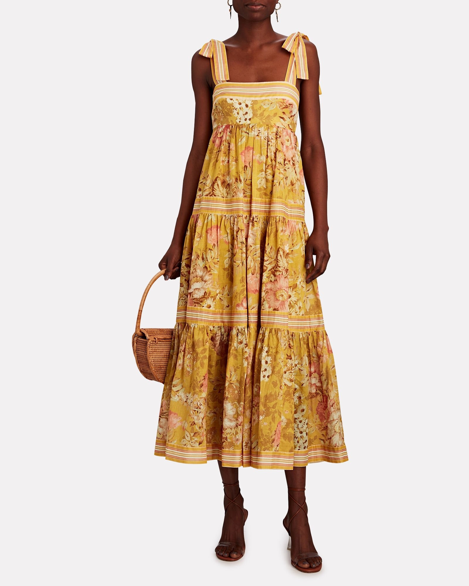 Tie-Shoulder Cotton Midi Dress | INTERMIX