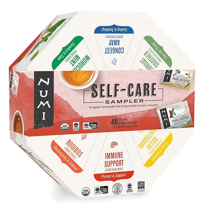 Numi Organic Tea Self-Care Sampler, Herbal Tea Gift Set, 40 Tea Bags Assortment | Amazon (US)