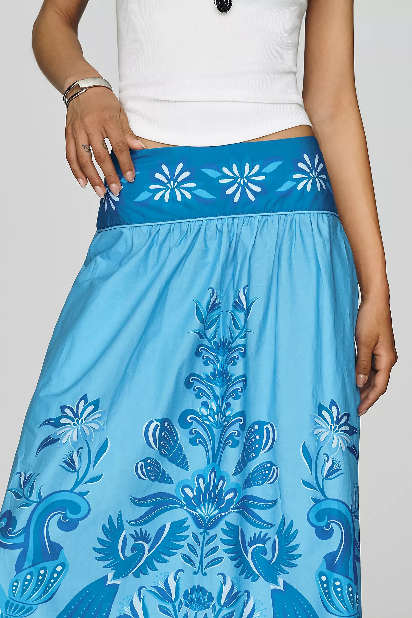 Farm Rio Printed Hibiscus Midi Skirt | Anthropologie (US)