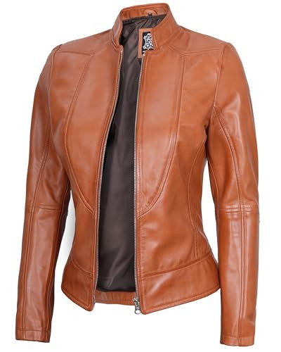 fjackets Leather Jacket Women Motorcycle - Cafe Racer Real Lambskin Leather Biker Motorcycle Jackets For Women's | [1300865] Amy, XL | Amazon (US)