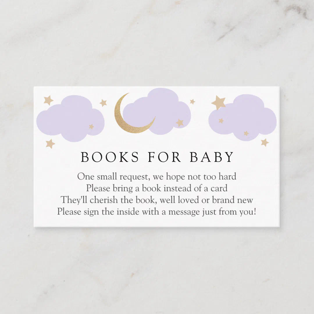 Moon and Stars Purple Books for Baby insert card | Zazzle | Zazzle