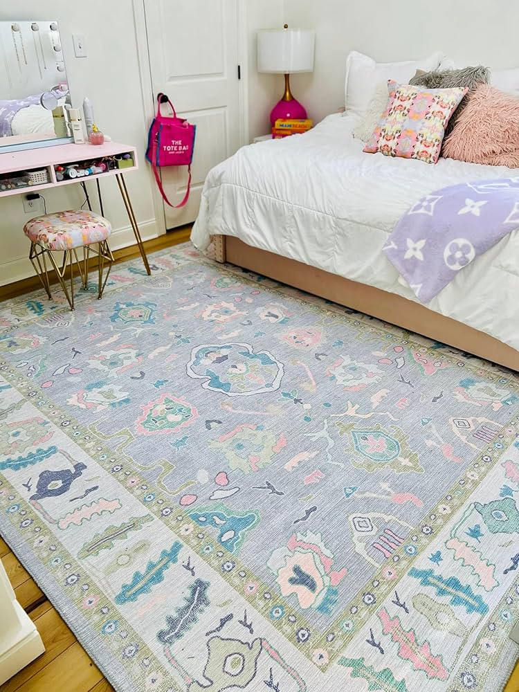 Modern Oushak Rug, Vintage Turkish Lavender Oriental Antique Inspired Washable Area Rugs, Luxury ... | Amazon (US)