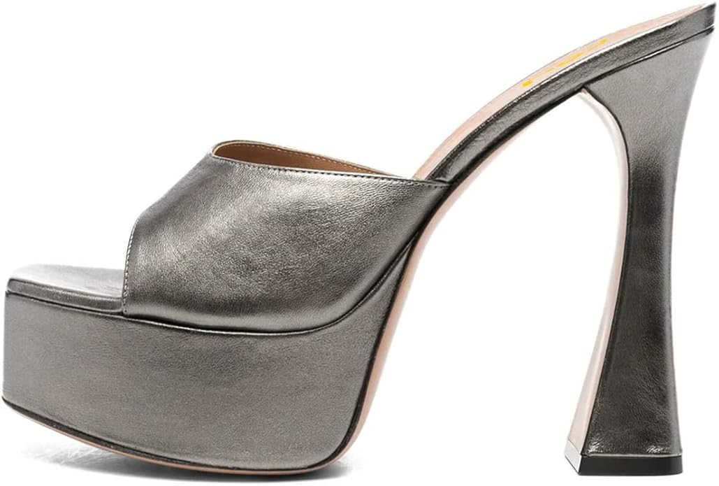 FSJ Women Slip On Platform Heeled Sandals Peep Open Toe Chunky Block High Heels Mules Backless Su... | Amazon (US)