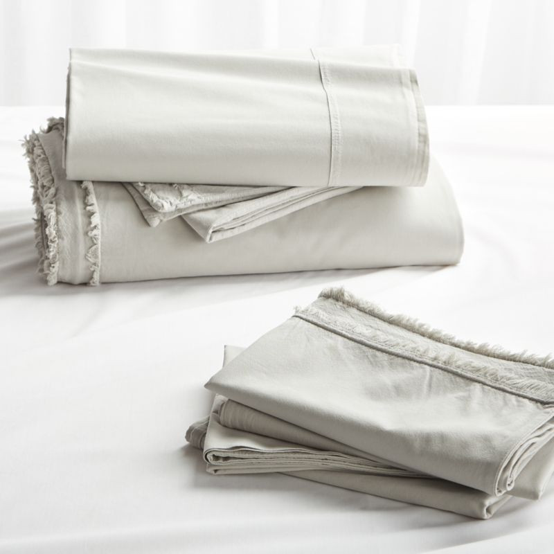 Organic Cotton Grey Eyelash Fringe King Bedding Set + Reviews | Crate & Barrel | Crate & Barrel