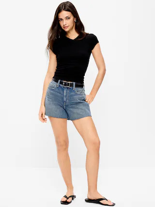 High-Waisted Rigid Denim Cut-Off Shorts -- 4-inch inseam | Old Navy (US)