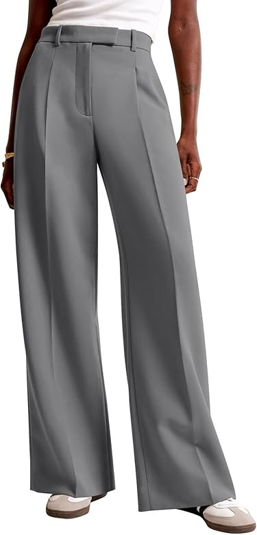 NIMIN Women Wide Leg Pants High Waisted Dressy Work Trousers Business Casual Palazzo Pants with P... | Amazon (US)