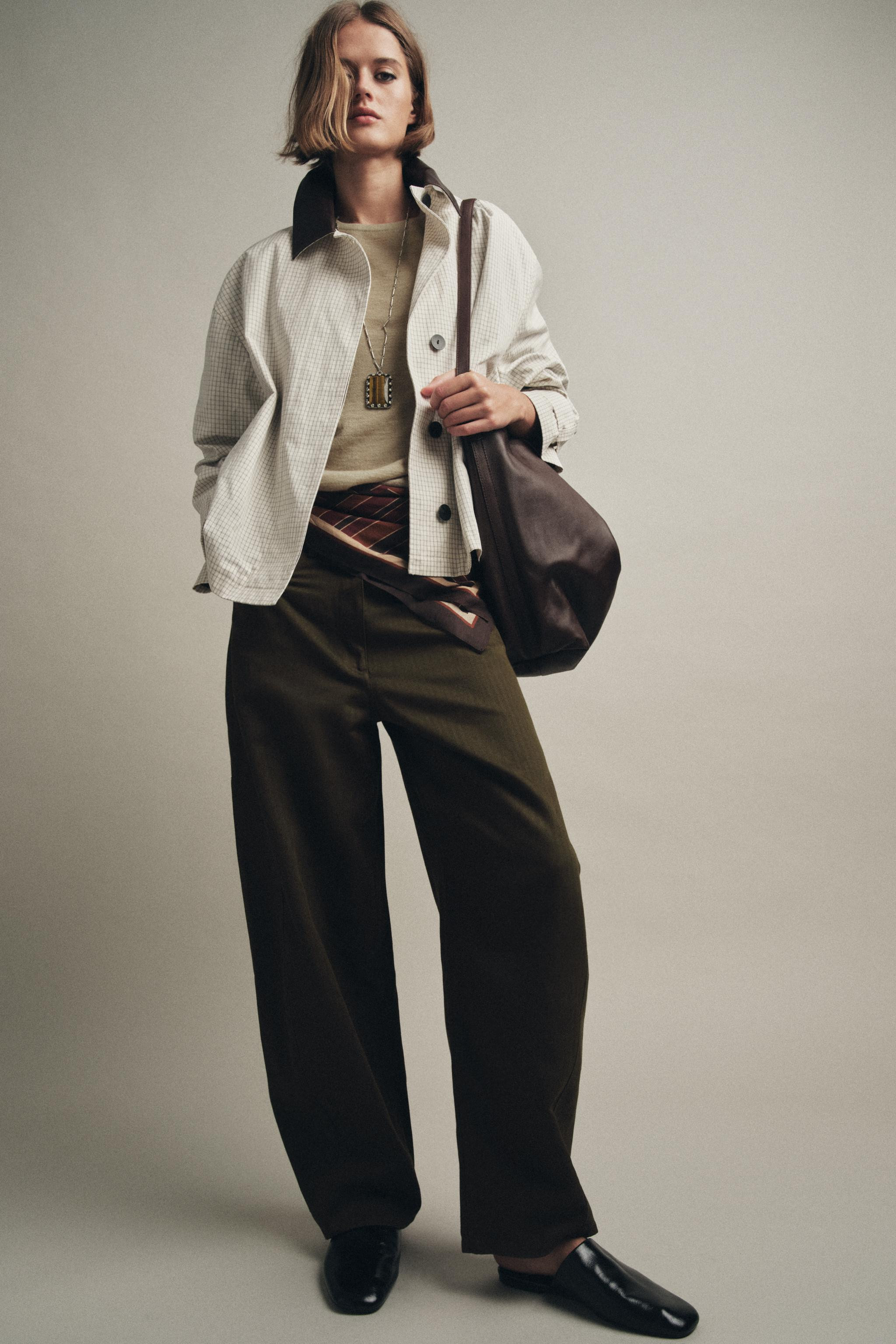 ZW COLLECTION FAUX LEATHER COLLAR SHORT TRENCH COAT | Zara US