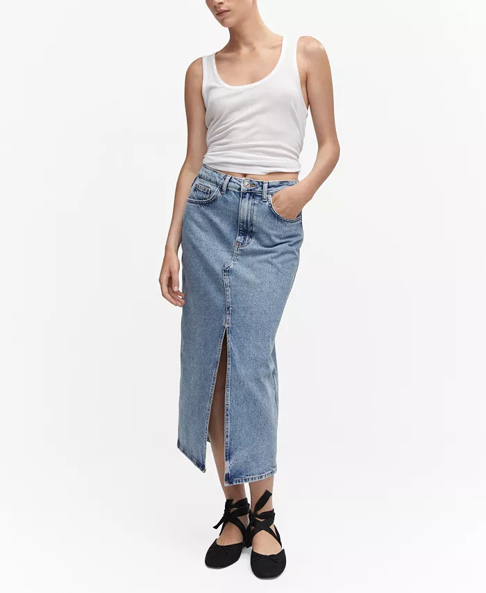 MANGO Women's Denim Midi-Skirt - Macy's | Macys (US)
