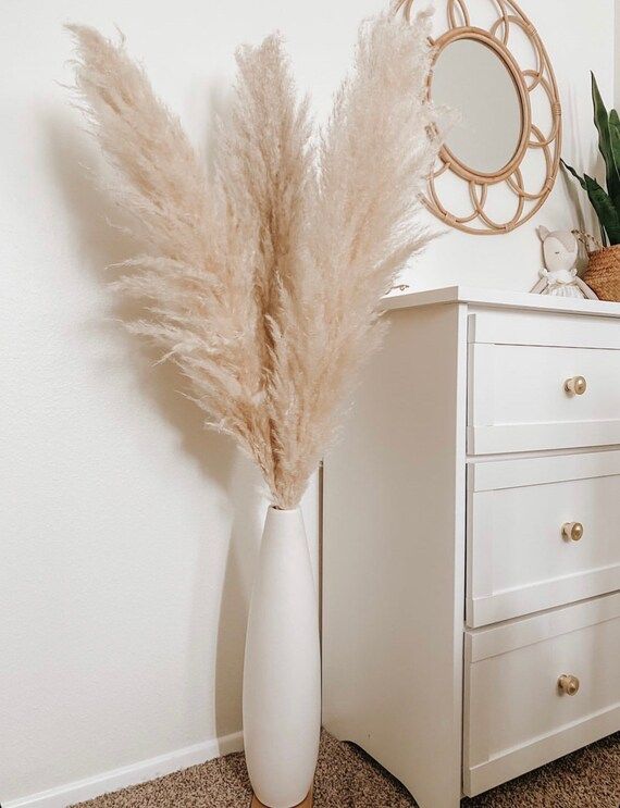 The fluffiest PAMPAS GRASS 3 pcs Natural Large 45" Ready to ship - Home Office Decor Boho Wedding... | Etsy (US)
