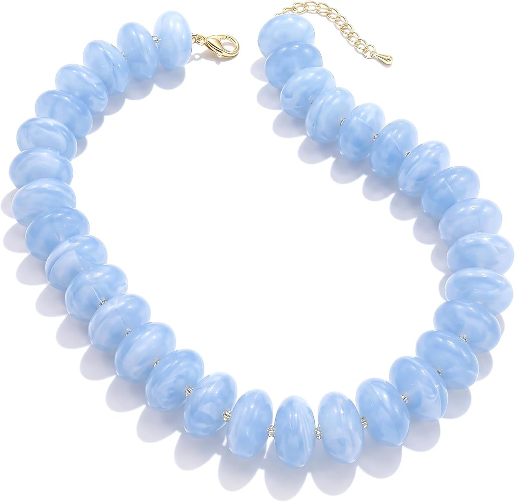 Elegance 11 designs Colorful Chunky Beaded Necklace for Women,Thick Acrylic Disc Bead Choker Stat... | Amazon (US)