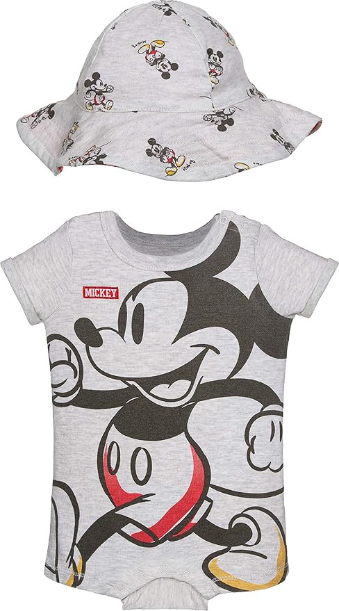 Disney Baby Boys One-Piece Romper & Sunhat Set: Mickey Mouse & Lion King | Amazon (US)