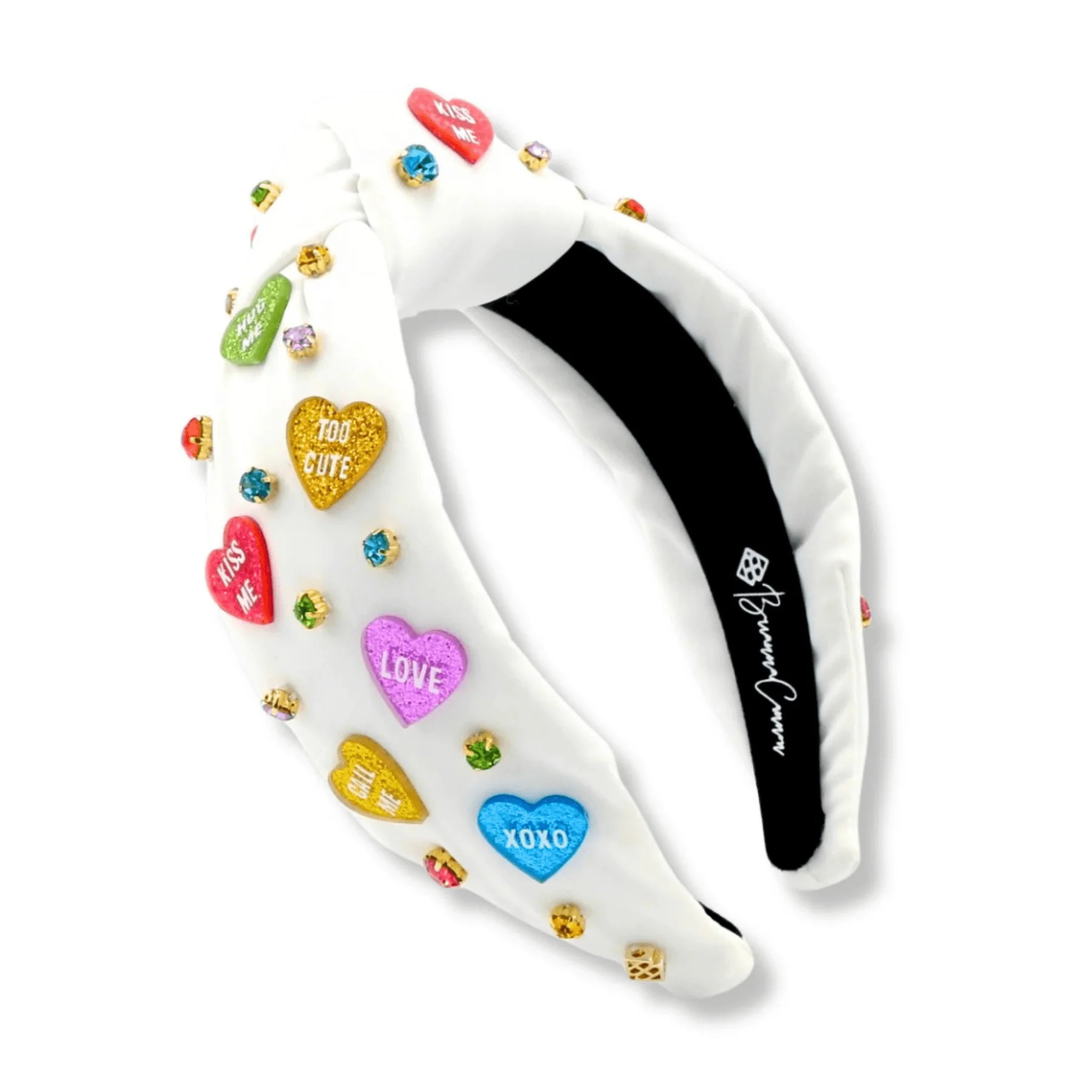 Adult Size White Headband with Multi Color Candy Hearts | FairleyFancy