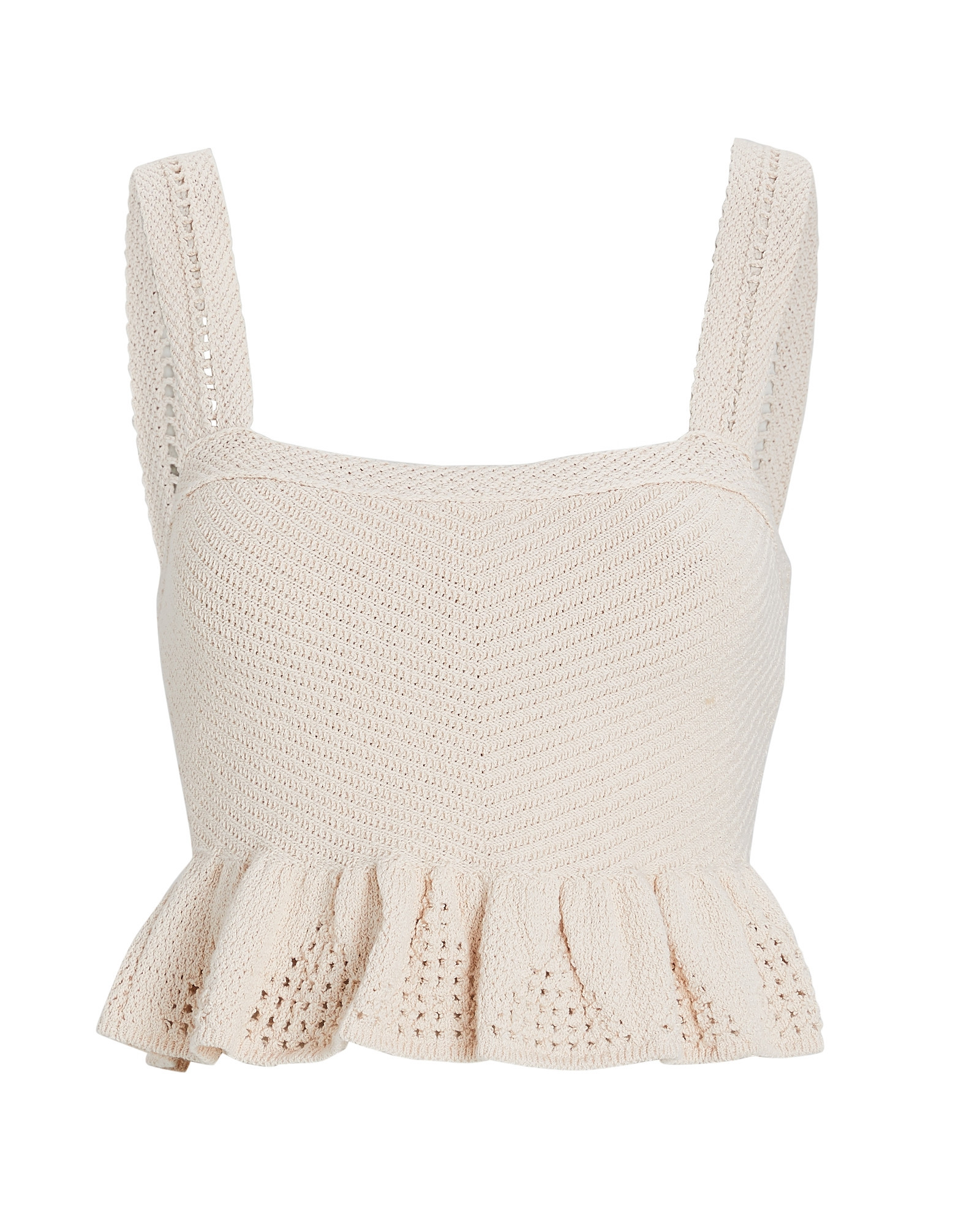 A.L.C. Jace Ruffled Crochet Crop Top, Desert Rose L | INTERMIX