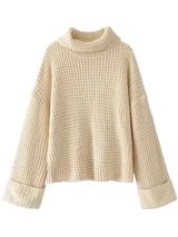 'Retta' Cream White Ribbed Cropped Turtleneck Sweater | Goodnight Macaroon