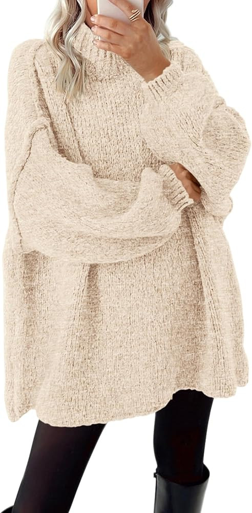 BTFBM Women's Long Pullover Sweaters 2024 Fall Winter Mock Neck Long Sleeve Thick Oversized Casua... | Amazon (US)