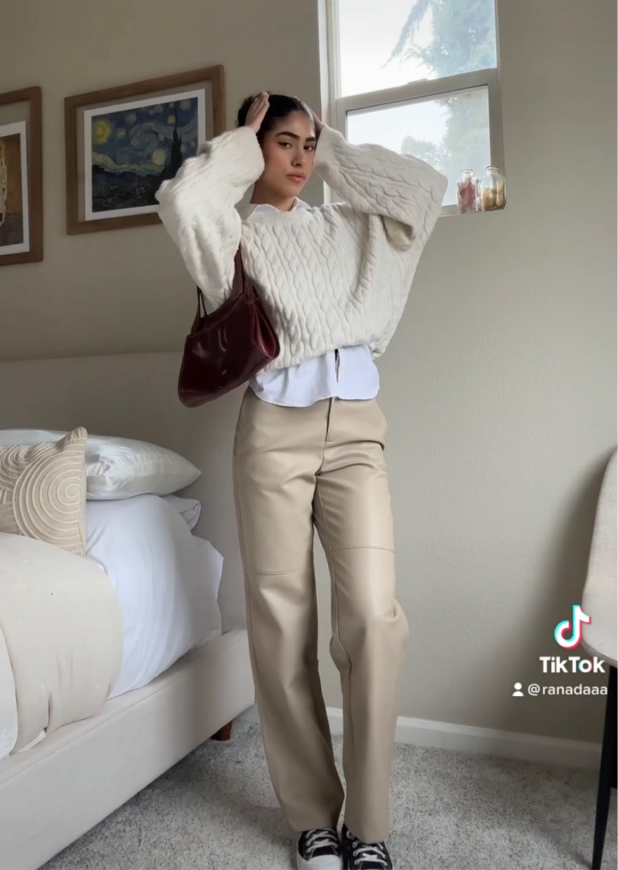 Styling Leather Pants | beige leather pants - oversized cable knit sweater - platform converse - vintage guess purse 

#LTKworkwear #LTKstyletip #LTKfit