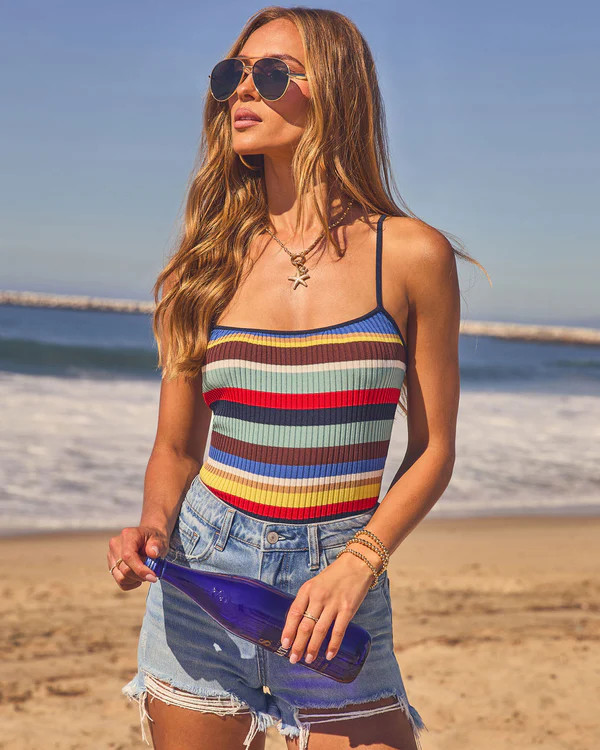 Coastal Drift Striped Knit Tank Top | VICI