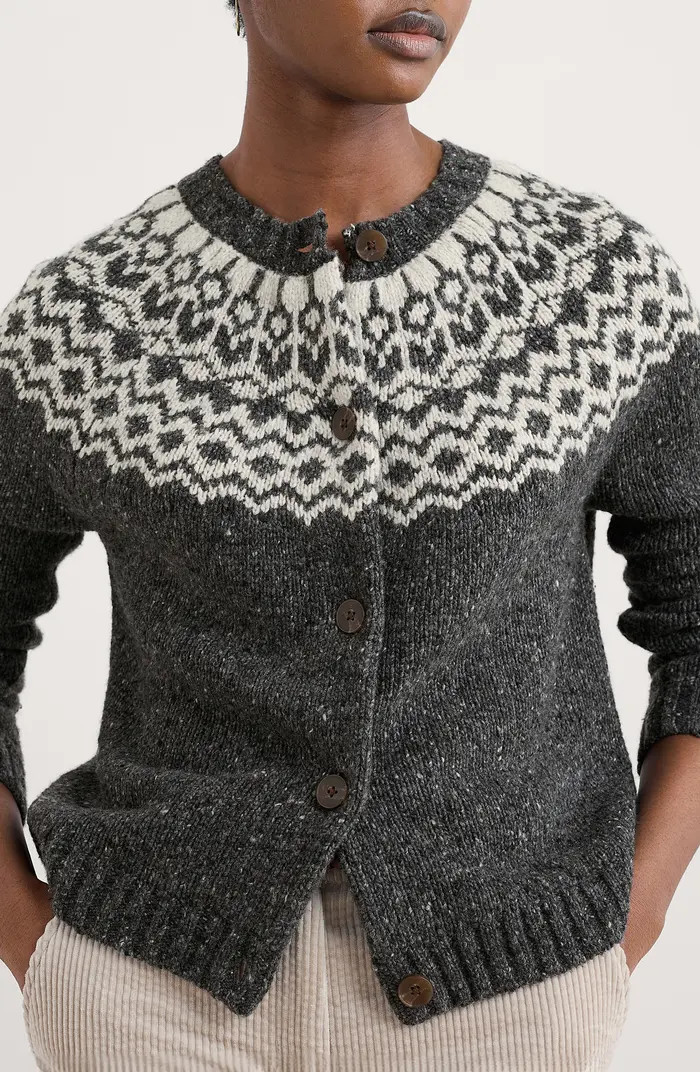 Port Kinnis Fair Isle Merino Wool Blend Cardigan | Nordstrom