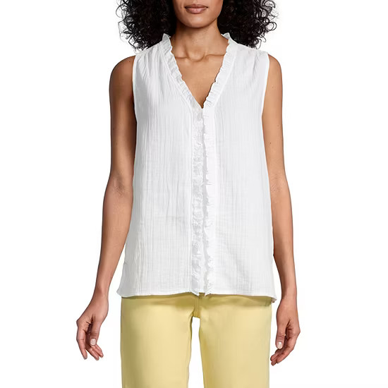 new!Liz Claiborne Womens V Neck Sleeveless Blouse | JCPenney