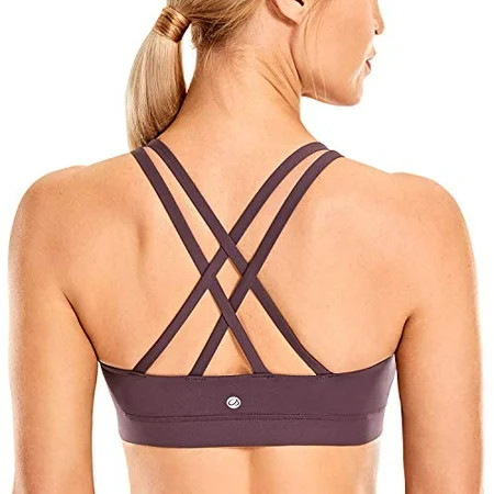 CRZ YOGA Strappy Yoga Bra for Women Fitness Workout Sports Bra Arctic Plum Medium | Walmart (US)
