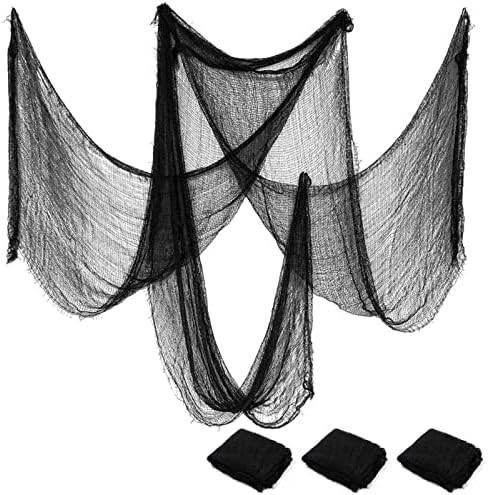 Halloween Creepy Cloth - 3 Pcs 30 * 157in Halloween Black Fabric Room Wall Decor, Scary Gauze Cheese | Amazon (US)