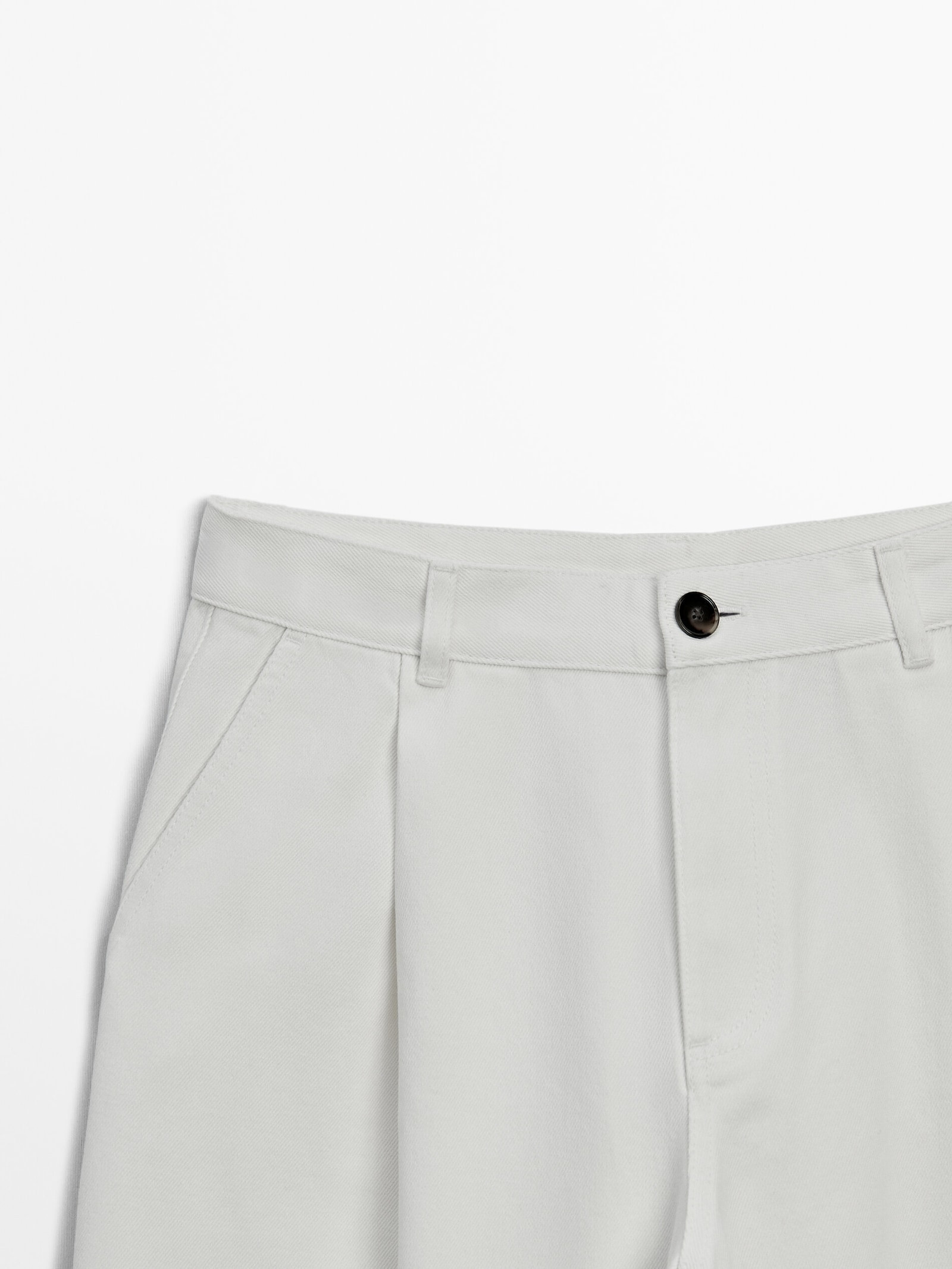 Hose aus Baumwollserge mit Bundfalten | Massimo Dutti DE