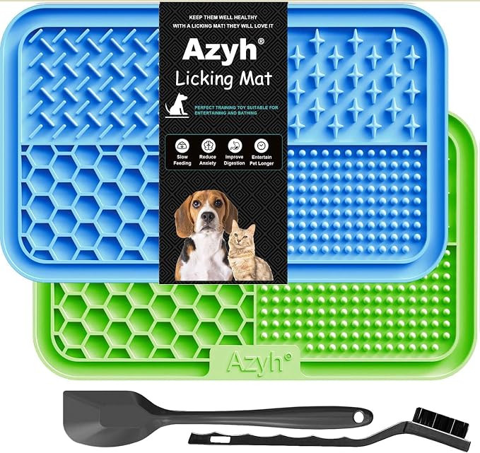 Licking Mat for Dogs & Cats 2 Pack, Slow Feeder Lick Pat for Large Dogs and Puppies, Anxiety Reli... | Amazon (US)