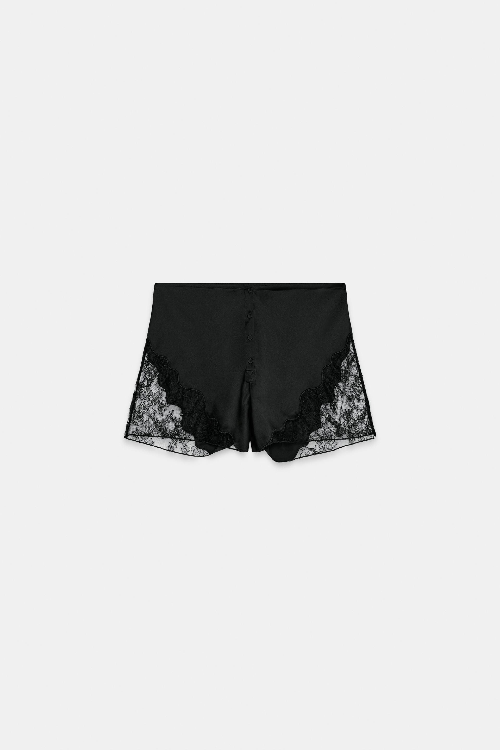ZW COLLECTION SATIN LACE SHORTS | Zara UK