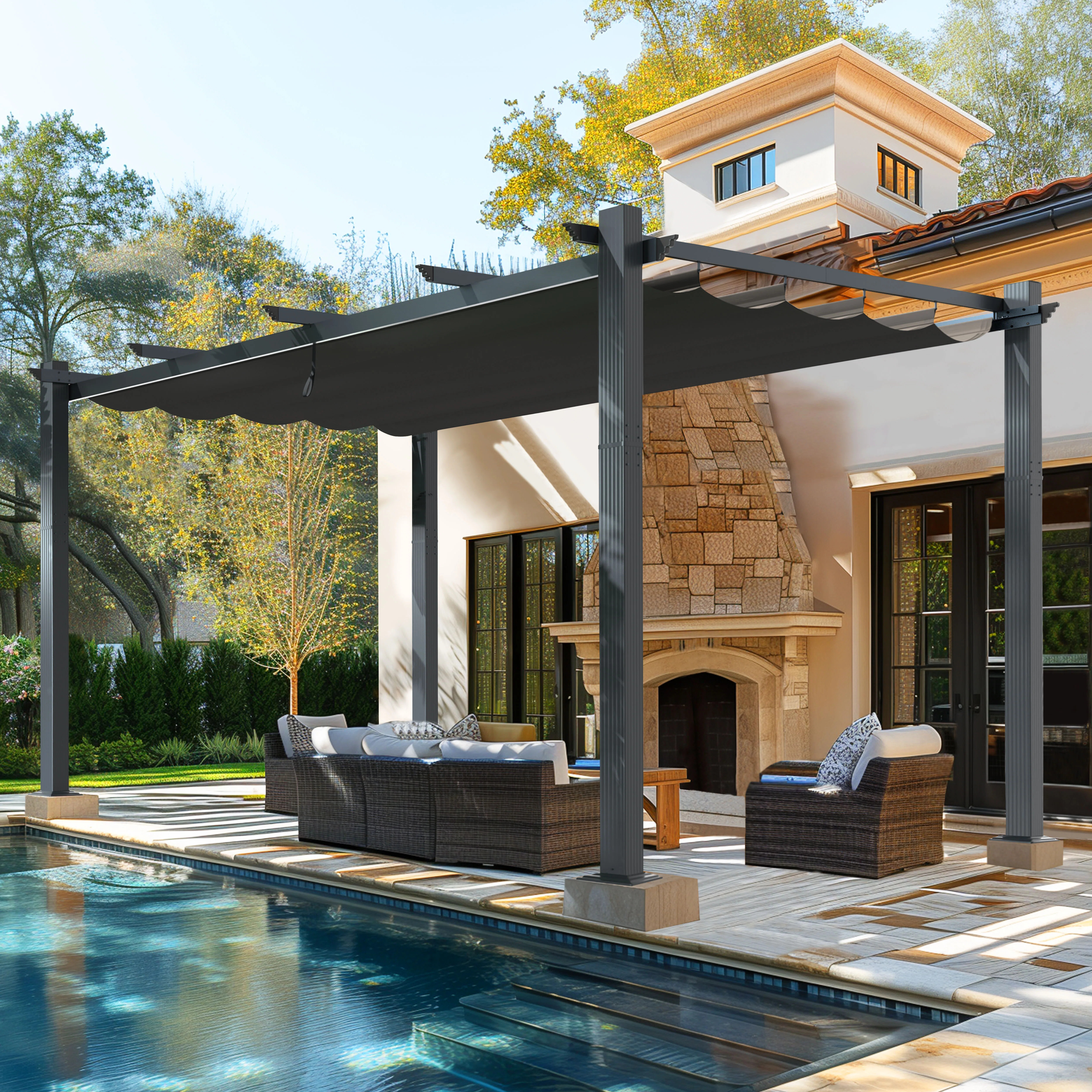 12'x 16' Aluminum Pergola with Canopy | Wayfair North America