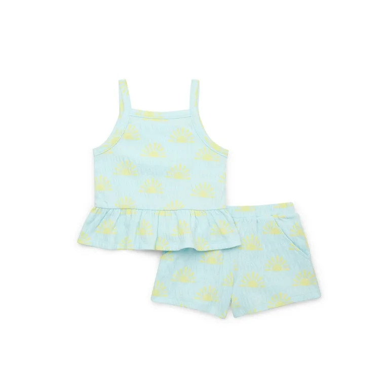 365 Kids from Garanimals Girls Peplum Tank Top and Shorts Outfit Set, 2-Piece, Sizes 4-10 | Walmart (US)
