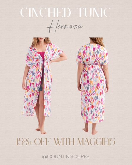 This cinched tunic with a fun pattern from Hermoza is an excellent cover-up will lounging on the beach! Use my code MAGGIE15 for a 15% discount!
#resortwear #summeroutfit #fashionfinds #onsalenow

#LTKstyletip #LTKSeasonal #LTKsalealert