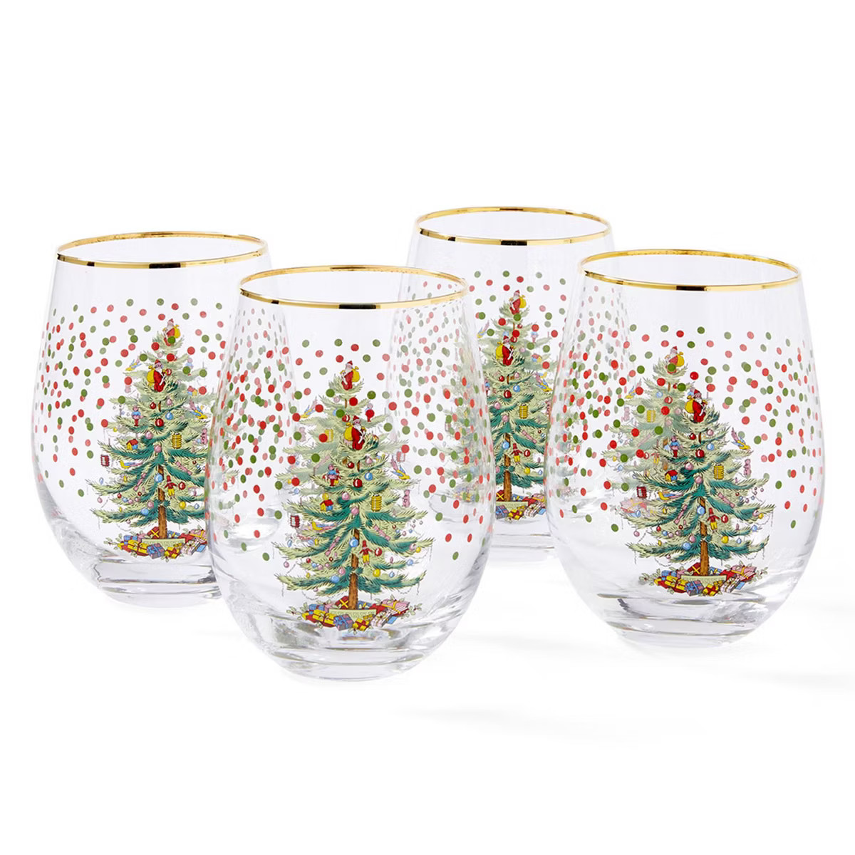 Spode Christmas Tree Polka Dot Stemless Wine Glasses - Set of 4 | Target