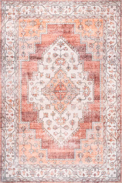 Rust Maria Oasis Medallion Washable 8' x 10' Area Rug | Rugs USA