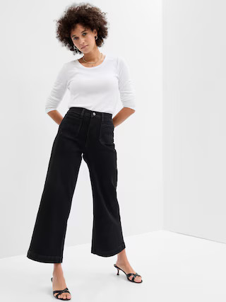 High Rise Wide-Leg Crop Jeans with Washwell | Gap Factory